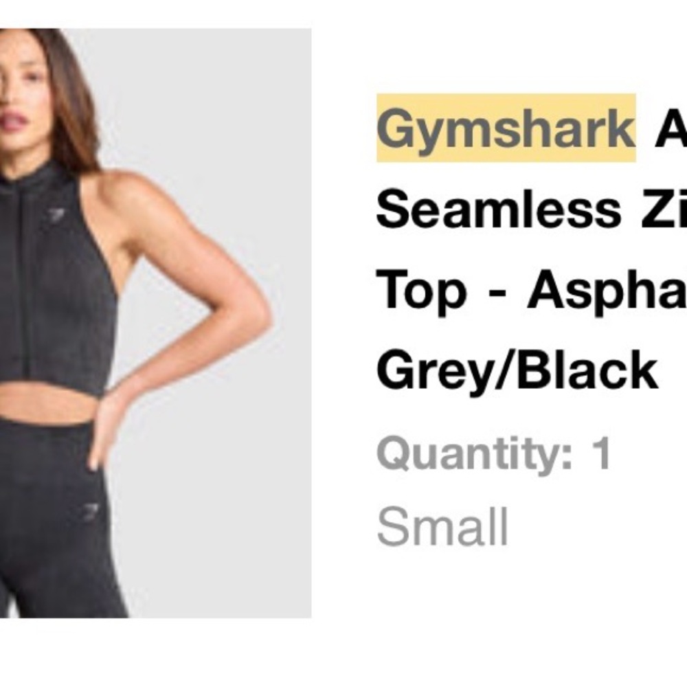 Gymshark Asphalt Grey Zip Top
